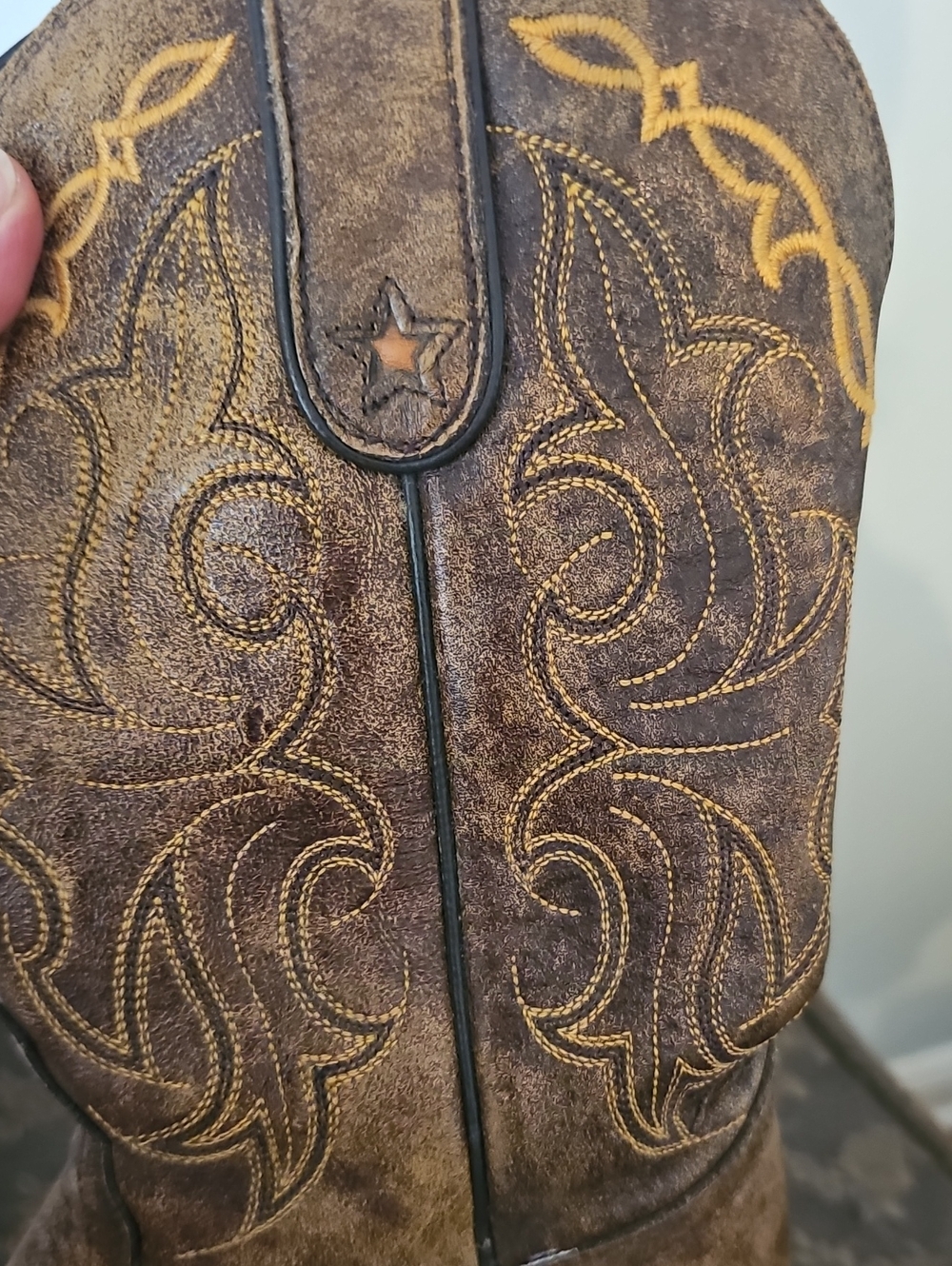 Tony Lama VF6004 Ladies Vacquero Western w/Bark Sante Fe Leather Boot - Picture 10 of 11
